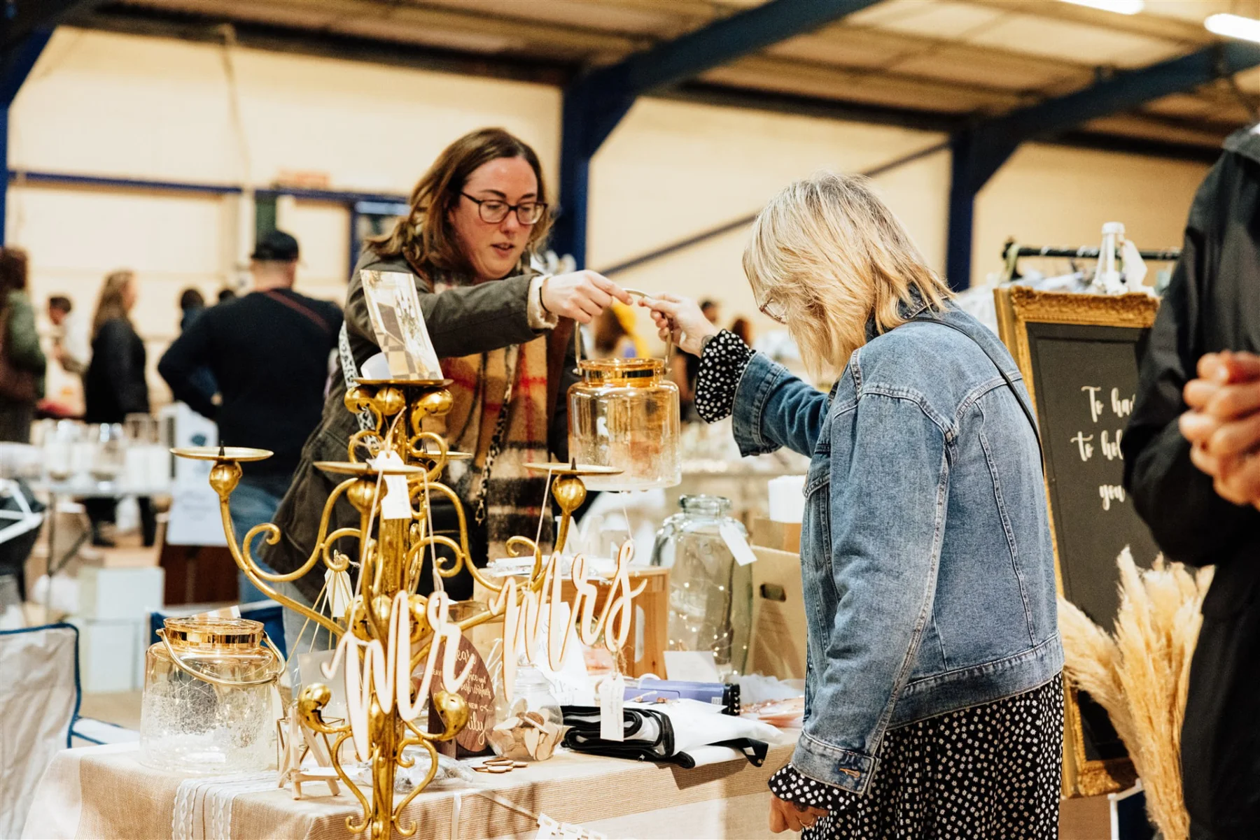 Preloved wedding items on a seller's stall
